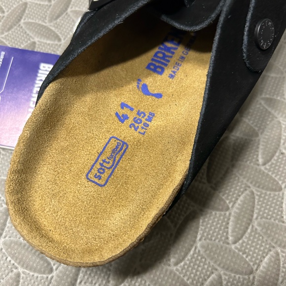 Black Suede Boston Birkenstocks Clogs - Picture 3 of 6